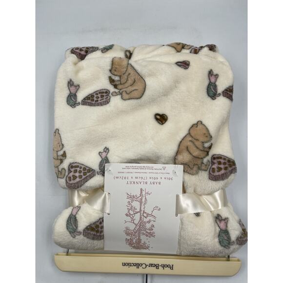 NEW Winnie the Pooh Bear Collection Plush Baby Blanket Piglet Cream Tan 30x40 - Picture 4 of 4
